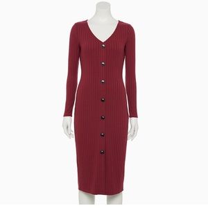 Rust Ribbed Midi Dress